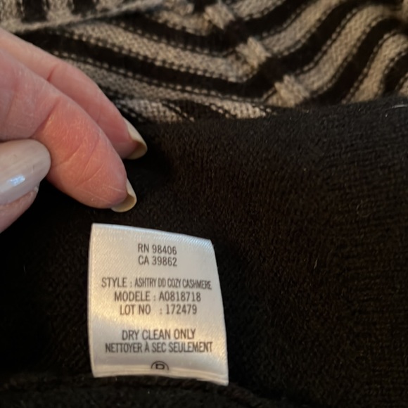 Theory pure cashmere grey / black stripe shawl roll neck cardigan sweater - Picture 10 of 10